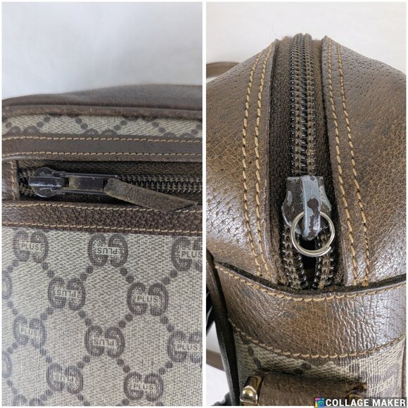 Authentic GUCCI Plus GG Pattern Shoulder/Crossbody Bag PVC Leather Brown Italy - Picture 13 of 16